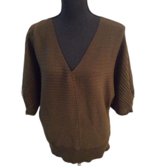 VNC Tahari Army Green Dark Sweater V Neck Large L Women - Picture 1 of 4